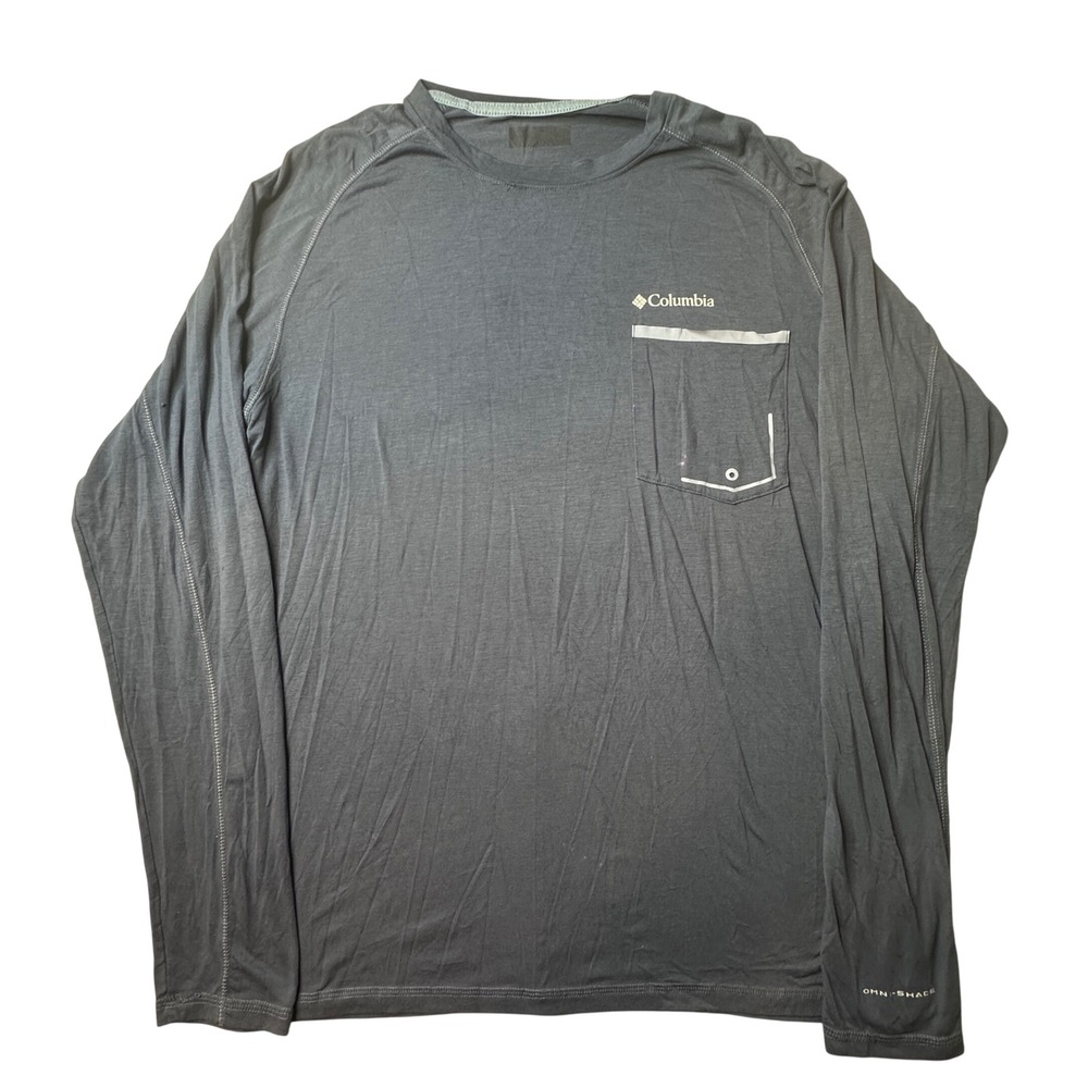Columbia Shirt Mens M Blue Omni-Shade Long Sleeve Pocket Performance Outdoor Tee